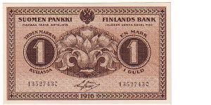 1 markka 
8 serial number

This note is made of 23.05.1917-26.01.1918 Banknote