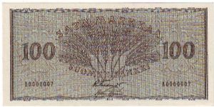 100 markkaa 1955
Very rare (very low serial number)	
This note is made of 1955 Banknote