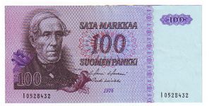 100 markkaa 1976
The replacement banknote series I (without the stars)
	
This note is made of 1981 Banknote