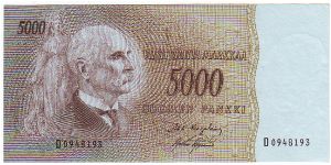 5000 markkaa Serie D
This note is made of 1962 Banknote