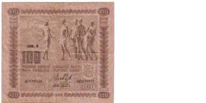 100 Markkaa Lit.C Serie AC

Banknote size 136 X 120mm (inch 5,354 X 4,724)

This note is made of 01.04.-13.04. 1940 Banknote