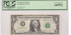 1981 $1 CHICAGO FRN


**STAR NOTE**

**PMG 64PPQ** Banknote