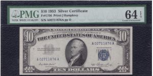1953 $10 SILVER CERTIFICATE

**PMG 64 CU EPQ** Banknote