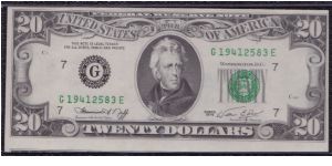 1974 $20 CHICAGO FRN


**MAJOR CUTTING ERROR**

#1 OF 4 CONSECUTIVE Banknote