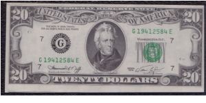 1974 $20 CHICAGO FRN


**MAJOR CUTTING ERROR**

#2 OF 4 CONSECUTIVE Banknote