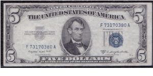 1953 $5 SILVER CERTIFICATE

**TREASURY SEAL OFFSET TO THE RIGHT** Banknote