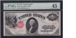 1917 $1 LEGAL TENDER

SPEELMAN/WHITE

**PMG 45**

FR#39 Banknote