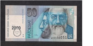 Millennium 
(Prefix A) 
Silver overprint & Total issued 168,750 .

Saints Cyril and Methodius, founder of Slavonic writing Banknote