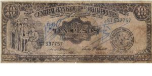 PI-136 Philippine English Series 10 Peso Counterfeit note. Banknote