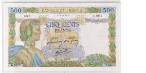 BANK OF FRANCE 500 FRANCS Banknote