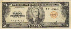 20 Pesos Banco Central ==> Emision: 1ra ==> Printer: TDLR  ===> Signatures: Wenceslao Troncoso S. Lic. S. Salvador Ortiz  ==> Denominations: 1952 (10, 20, 1, 5, 10) ==> by: clubnumismatico.com Banknote