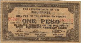 S-145b Illegal Issue Bohol 1 Peso note with possible forged signature of Board Member. Banknote
