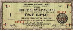 S-624a Negros Occidental 1 Peso note. Banknote