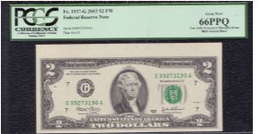 2003 $2 CHICAGO FRN

**CUT FROM BEP SHEET**

**PCGS 66 PPQ**

**GEM NEW** Banknote