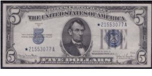 1934 D WIDE I $5 SILVER CERTIFICATE

**STAR NOTE** Banknote