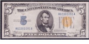 1934 A $5 SILVER CERTIFICATE

**NORTH AFRICA WW II ISSUE** Banknote