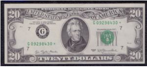 1977 $20 CHICAGO FRN

**STAR NOTE**

#1 OF 2 CONSECUTIVE Banknote