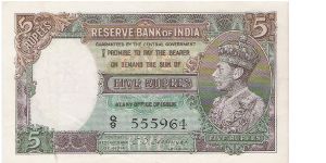 Rupees 5 British India Banknote, King George VIth, Signature-C.D.Deshmukh Banknote