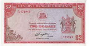 Two Rhodesian Dollars, Present Day Zimbabwe Banknote