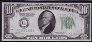1928 B $10 CHICAGO FRN 

**DARK GREEN SEAL** Banknote