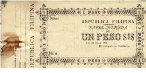 A-28 Very RARE Republica Filipina Un Peso note. Banknote