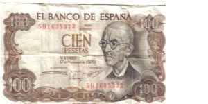 Spain, 100 Pesetas, 17th November 1970 Banknote