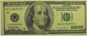 one Hundred Dollars, Ser. #AB11362575* Banknote