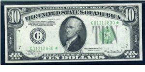 1934 A $10 CHICAGO FRN


**STAR NOTE**

**PMG 64 CU** Banknote