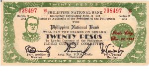 Emergency & Guerrilla Currency

Iloilo: 20 Pesos (Emergency note issue, 2nd series) Banknote