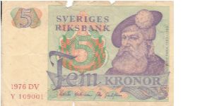 Sweden 5 kronor 1976 (1) Banknote