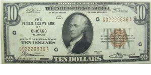 10 U.S. Dollars
National Currency
Chicago, Illinois Banknote