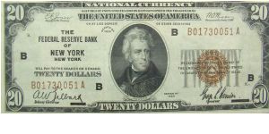 20 U.S. Dollars
National Currency
New York, New York Banknote