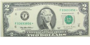 2 U.S. Dollar
Federal Reserve Note
Star Note Banknote