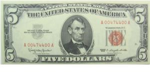 5 U.S. Dollars
United States Note
Series 1963 Banknote