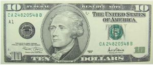 10 U.S. Dollars
Federal Reserve Note Banknote
