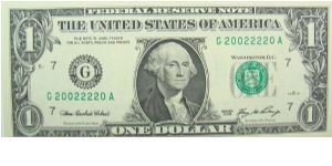 1 U.S. Dollar
Federal Reserve Note 
Binary Note Banknote