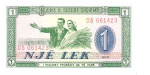 1 lek; 1976 Banknote