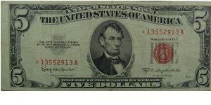 $5 United States Note  1953C
Granahan/Dillon Star Note Banknote