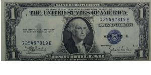 $1 Silver Certificate
Julian/Snyder Banknote