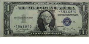 $1 Silver Certificate
Priest/Humphrey Star Note Banknote