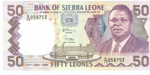 50 leones; April 27, 1988 Banknote