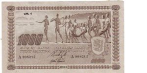 1000 Markkaa Serie A Litt.C Type I

Banknote size 203 X 120mm (inch 7,99 X 4,72)

This note is made of 28.12-31.12 1936 Banknote