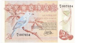 2 1/2 gulden; November 1, 1985 Banknote