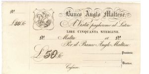 £50 Banco Anglo Maltese Banknote