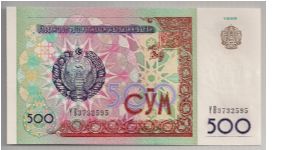 Uzbekistan 500 Sum 1999 P81. Banknote