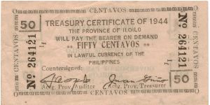 S-335 Iloilo 50 Centavo Treasury Certificate. Banknote