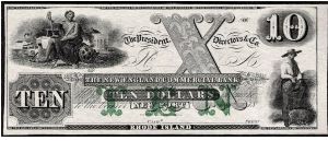 1800's Newport, Rhode Island $10 The New England Commercial Bank (1818-1914) Obsolete Note, HAXBY: RI-155 G86b. Green ornate TEN overprint. Banknote