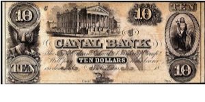 1860's $10 Canal Bank Note hailing from New Orleans, Louisiana. Beautifully detailed vignettes with BLAZING RED BACK. Banknote