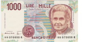 1000 Lire 'Montessori', Last Pre-Euro Banknote