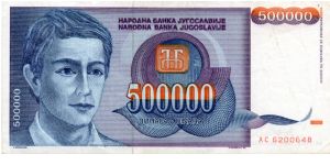 Federal Republic of Yugoslavia
500000d  
Young man
Mountains Banknote